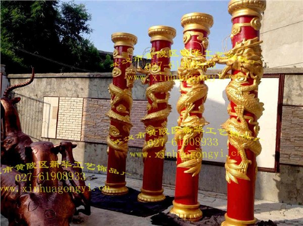 供应玻璃钢双龙柱雕塑  龙柱模具    龙柱雕塑 