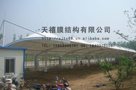供应工业园区膜结构自行车电动车汽车停车遮阳棚