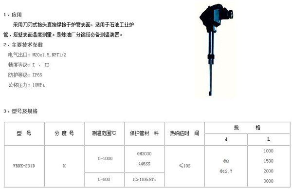 炉管刀刃热电偶厂家【天康世界名牌，深受客户赞赏】