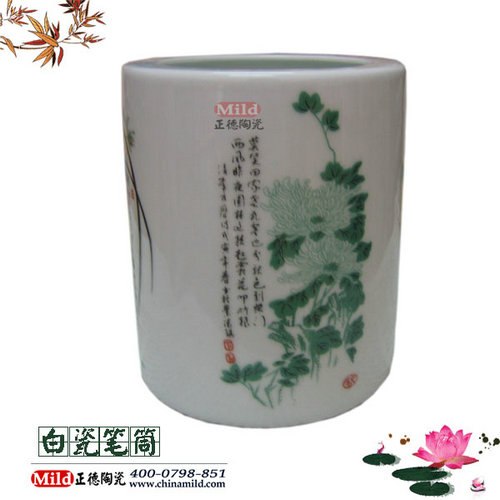 供应陶瓷办公用品笔筒景德镇笔筒