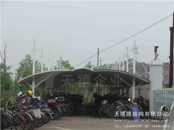 金华膜结构车棚|景观抗风雪车棚|遮阳电动车车棚