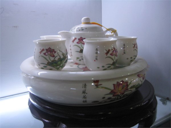 供应定制茶具粉彩瓷茶具批发茶具加logo