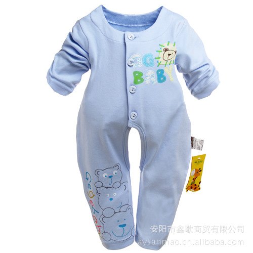 供应新款长袖开档连体衣 哈衣爬服 婴幼儿连体衣