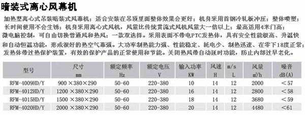 暗装电热式离心风幕机