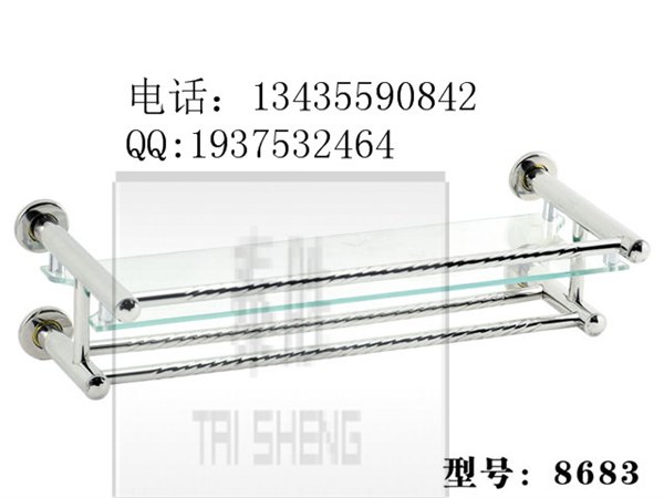江门淘宝商城不锈钢折叠浴巾架，双层玻璃置物架品牌