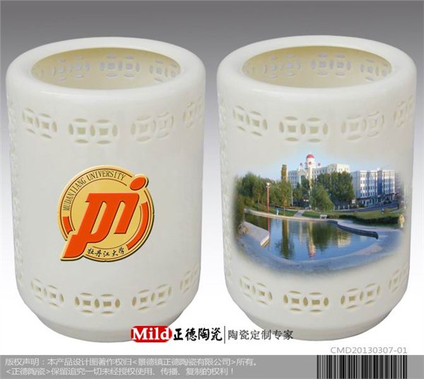 景德镇订做笔筒办公陶瓷笔筒 陶会议订做笔筒文具景德镇厂家订做