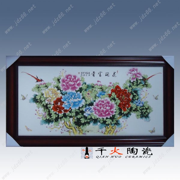 陶瓷瓷板画，花开富贵瓷板画，陶瓷瓷板画批发