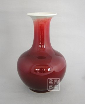 供应窑变瓷花瓶 郎红装饰赏瓶 装饰花瓶定做