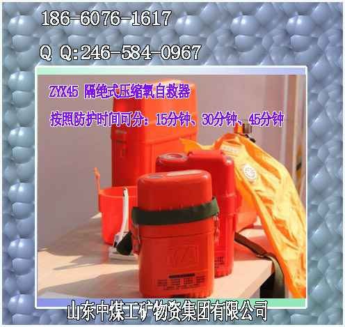 ZYX45 隔绝式压缩氧自救器的主要性能：
