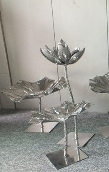 池塘防水防锈不锈钢荷花-酒店水池不锈钢仿真荷花-不锈钢广场荷花荷叶