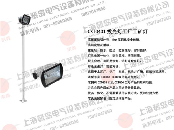 上海鹭岛牌CXTG401 TG168 一体化三防投光灯 