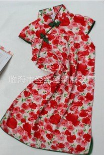 新款莱卡棉小旗袍 短袖儿童改良旗袍