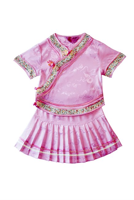 女童旗袍童礼服百褶裙 