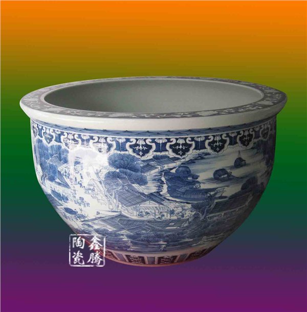 青花人物大缸，商务礼品大缸，开业乔迁大缸，鑫腾陶瓷