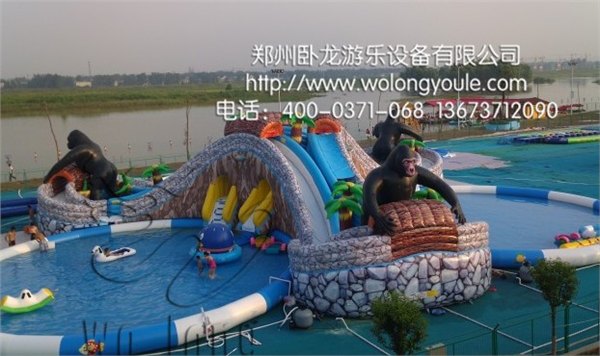 卧龙游乐充气玩具价格 充气水滑梯丛林探险