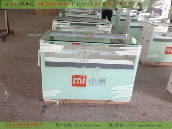 三星款式小米手机柜台带机架丝印玻璃定做工厂