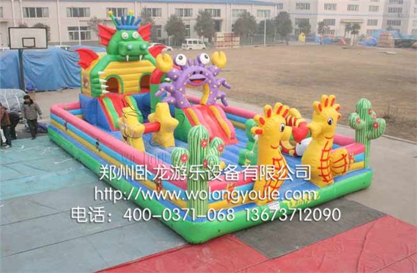 卧龙游乐儿童充气玩具厂家 飞龙历险记直销