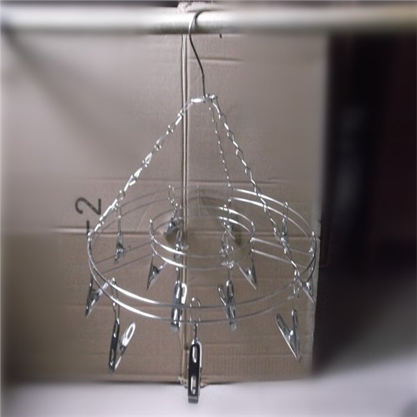 批发15夹子不锈钢圆形双层晾袜架晒袜夹，20夹防风袜架图片