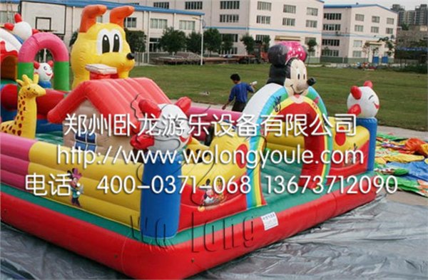 卧龙游乐大型充气蹦蹦床价格 充气滑梯规格
