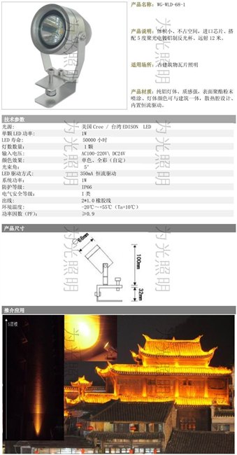远射10米3WLED瓦片灯