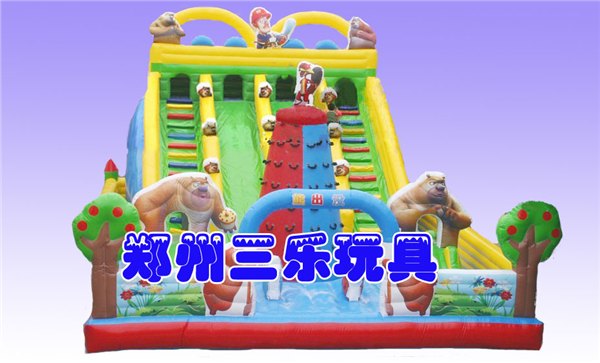 熊出没儿童充气攀岩滑梯15x8三乐玩具厂直销可定做