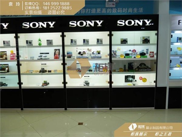 索尼数码展示柜，数码展示专柜制作，手机展示柜批发