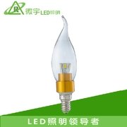 供应特价微宇LED照明E14尖泡球泡蜡烛灯泡拉尾泡LED水晶灯专用光源3W白
