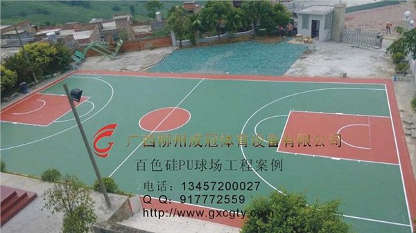 百色硅胶篮球场地坪承建公司 产品寿命达10年