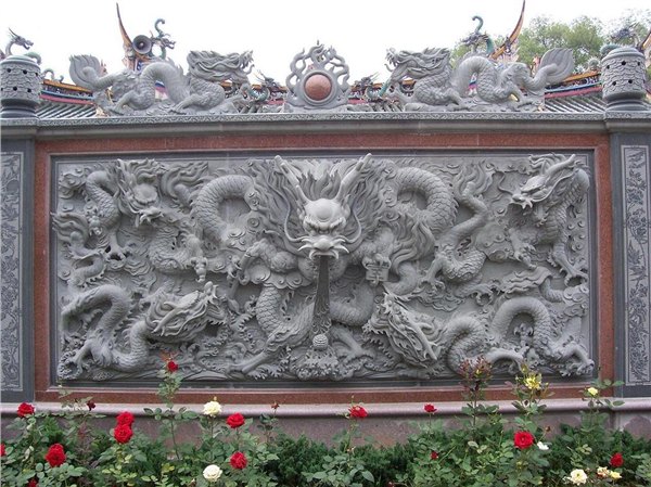 精品石雕九龙壁,龙壁，石雕龙，华表龙柱中华柱