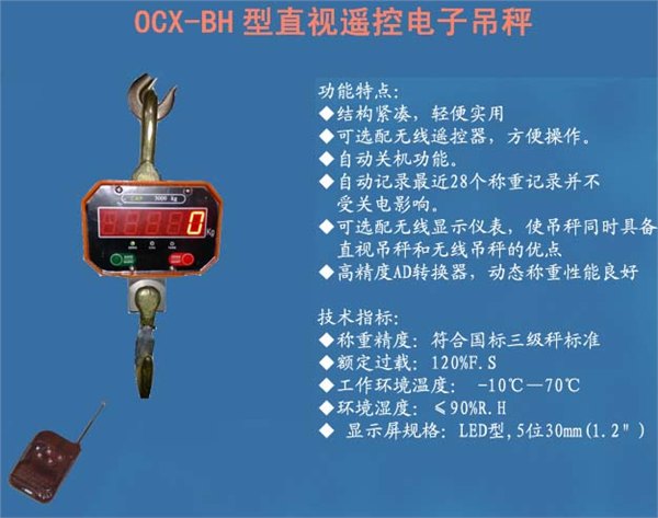 杭州均烨OCX-BH型直视遥控电子吊秤
