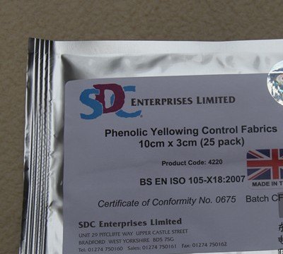 SDC酚黄控制布 酚醛黄变控制织物 纺织品衣服黄变测试评估耗材