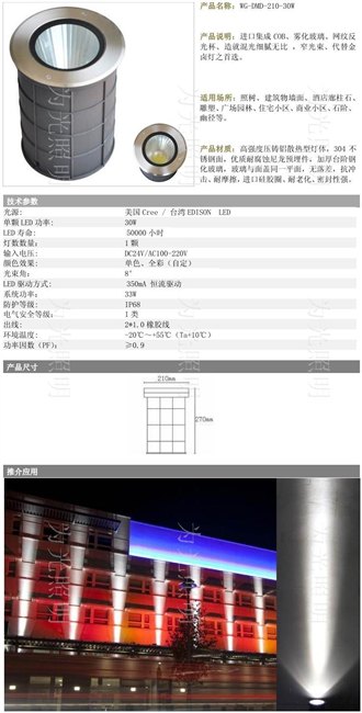 广东江门/聚光LED地埋灯/窄光束地埋灯/ 远射15米/附案例