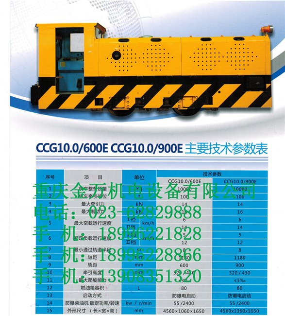 矿用防爆柴油机钢轮普轨机车CCG8.0 600E CCG8.0900E