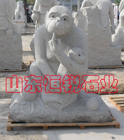 hr045花岗岩母子猴艺术雕塑