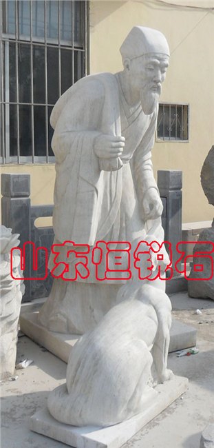 hr070汉白玉东郭先生与狼雕塑