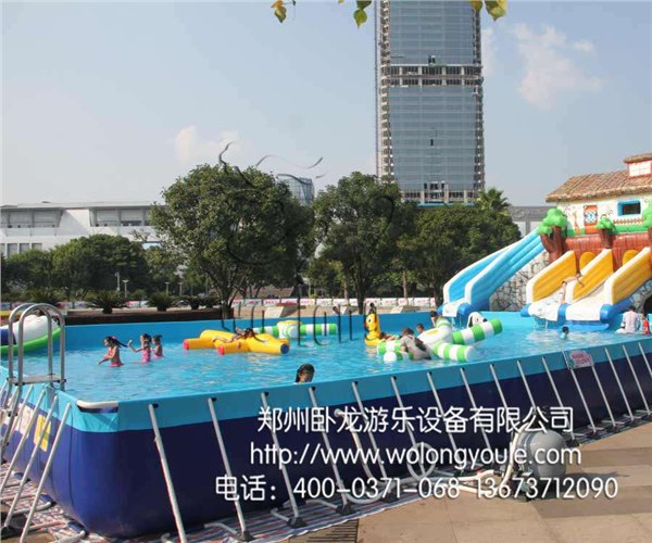 移动游泳池价格 卧龙游乐 组装游泳池品牌 图片