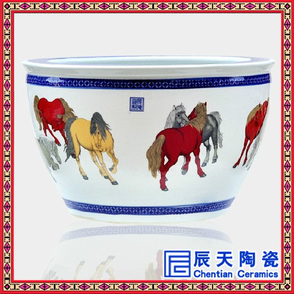 供应陶瓷大缸 青花手绘陶瓷大缸 瓷器大缸