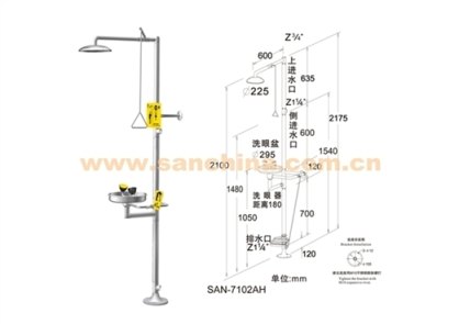 上海台雄 复合式紧急冲淋洗眼器 SAN-7102AH