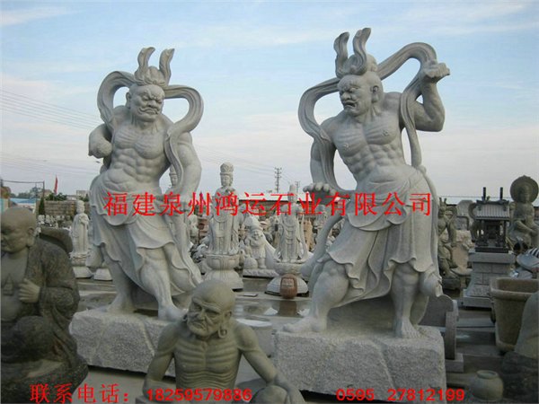 石雕哼哈二将，门神哼哈二将石雕，哼哈二将石雕