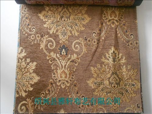 供应雪尼尔金丝提花布色织窗帘布绍兴窗帘市场