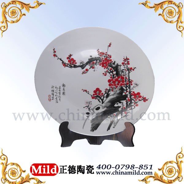 供应礼品陶瓷大赏盘，青花瓷赏盘，手绘陶瓷赏盘，陶瓷赏盘生产厂家