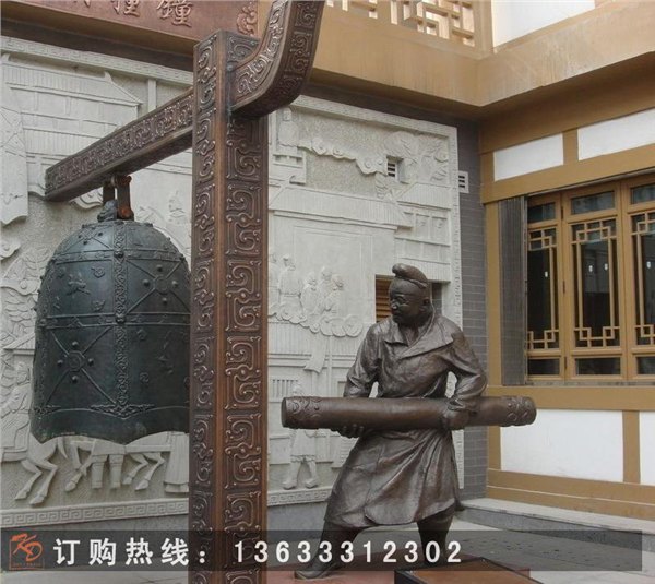 玻璃钢雕塑敲钟，玻璃钢雕塑