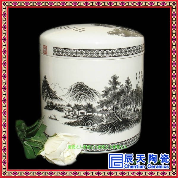 陶瓷青花瓷骨灰盒 陶瓷棺材