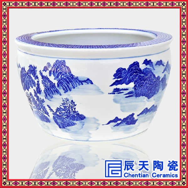 陶瓷大缸厂家  订做陶瓷大缸  国画山水大缸  鱼缸  高架缸