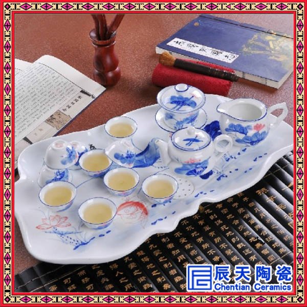 陶瓷茶具批发  订做陶瓷茶具厂家  手绘高档茶具  青花瓷茶具
