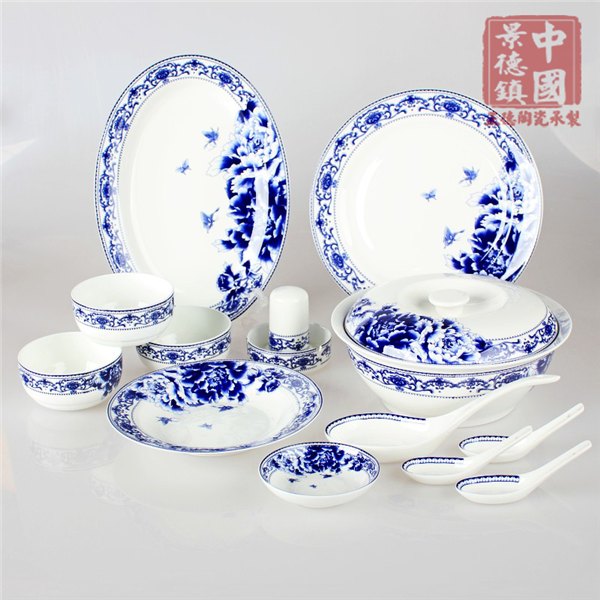 釉中青花餐具 粉彩陶瓷餐具 金边陶瓷餐具