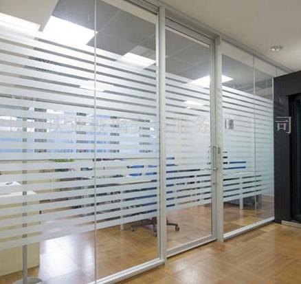 扬州地区【庆亚】写字楼办公室磨砂钢化玻璃隔断门定做安装价格