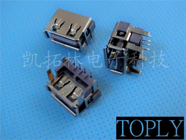 uSB A母短体 10.0长 DIP两脚鱼叉直边SMT 插脚 