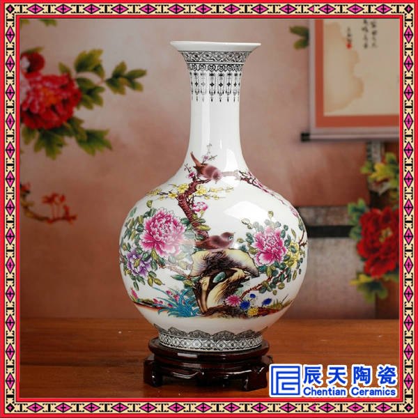 陶瓷摆设花瓶景德镇陶瓷摆设粉彩花瓶