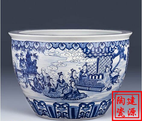 青花陶瓷大缸，陶瓷大鱼缸，陶瓷鱼缸批发